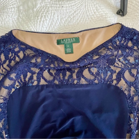 Ralph Lauren Navy Blue Cocktail Sequined Dress NWT - Picture 3 of 6